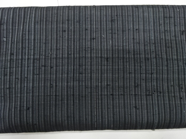  アンティーク　手織り節紬　縞模様織り出し　着尺反物